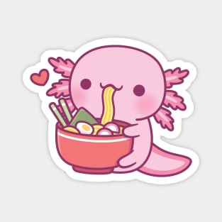 Cute Axolotl Eating Japanese Ramen Noodles Magnet