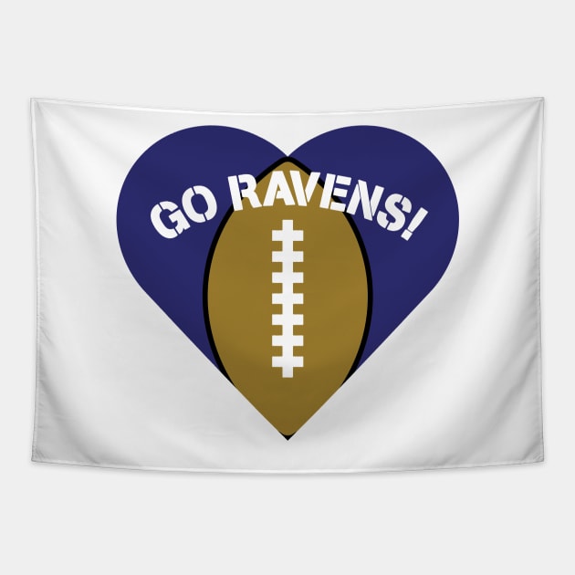 Heart Shaped Baltimore Ravens Tapestry by Rad Love