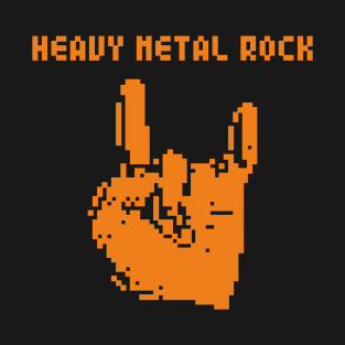 Heavy Metal Rock pixel art (orang print) T-Shirt