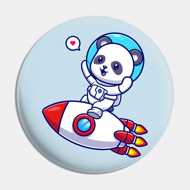 Cute Panda Astronaut Riding Rocket Cartoon Pin by Catalyst Labs