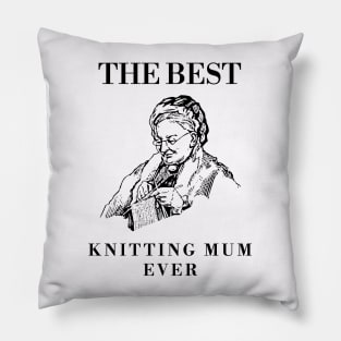 THE BEST KNITTING CRAFTS MOM LINE ART SIMPLE VECTOR STYLE, MOTHER OLD TIMES Pillow