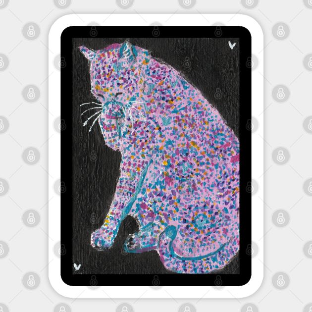 Cute Abstract Cat Design Acrylic Painting Cute Cat Design Sticker Teepublic