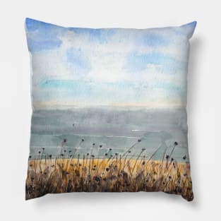 seaside of Brighton watercolor Pillow