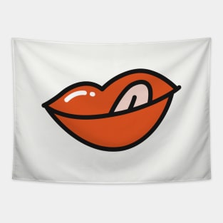 Red Lips - Tongue Sticking Out Tapestry