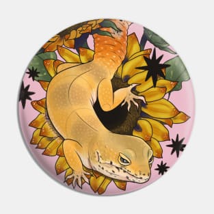 Leopard Gecko with Sunflowers Pin