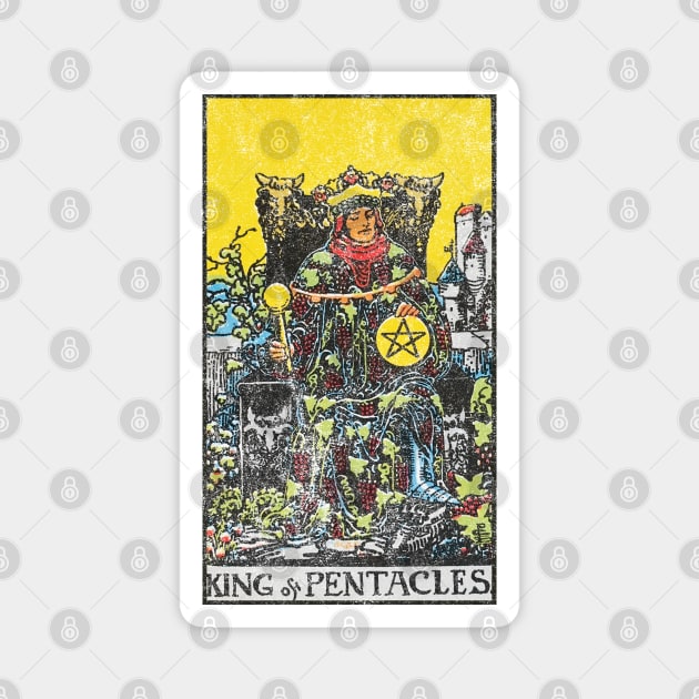 King of pentacles tarot card (distressed) Magnet by Nate's World of Tees