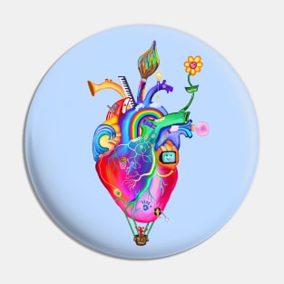 Colorful Whimsical Childhood Heart Pin