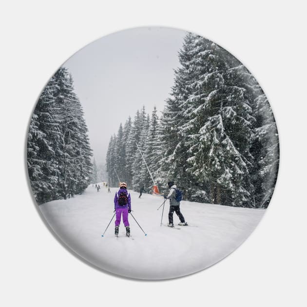 People skiing on the snowy slope Pin by psychoshadow