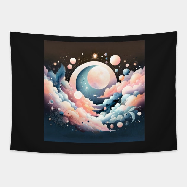 Mystical Celestial Dreams: Moonlit Serenity Tapestry by heartyARTworks