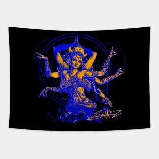 Kali Goddess Blue Orange Tapestry