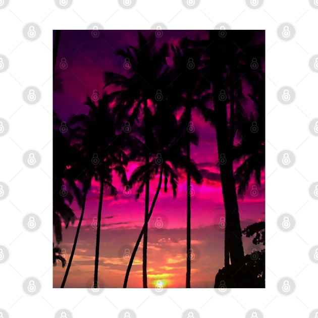 Palm Tree Sunset Horizon Digital Painting by Glenn Landas Digital Art