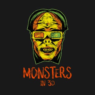 Distressed Retro 90s Mosters in 3D halloween T-Shirt