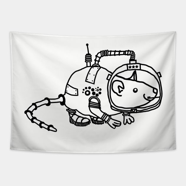 Astronaut Space Commander Purple Rat Line Tapestry by ellenhenryart