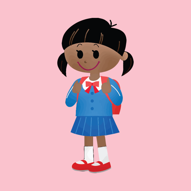 School Girl in Cute Blue Uniform by CoolFactorMerch