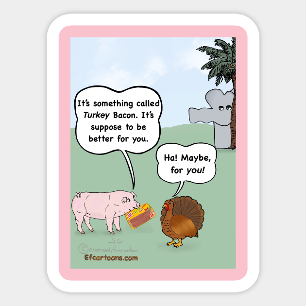 Turkey Bacon Woes - Funny Pig - Sticker | TeePublic Turkey Bacon Woes - Funny Pig - Sticker | TeePublic