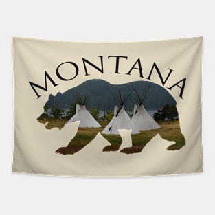 Montana - Grizzly and Teepees Tapestry