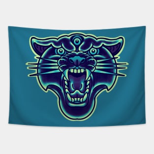 aqua blue panther head Tapestry