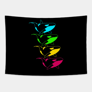 Orca rainbow Tapestry