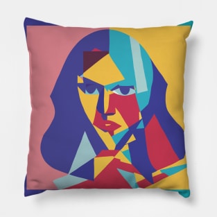 Halle - Cubism Portrait with Border Pillow