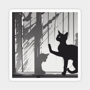 Kittens Shadow Silhouette Anime Style Collection No. 47 Magnet