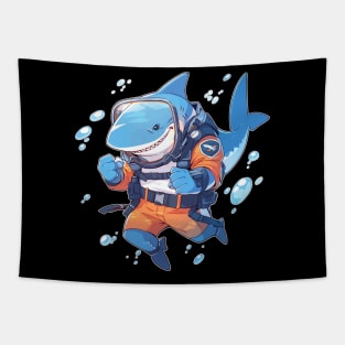 Scuba Divin' Anime Shark Tapestry