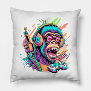 Monkey Gamer Pillow