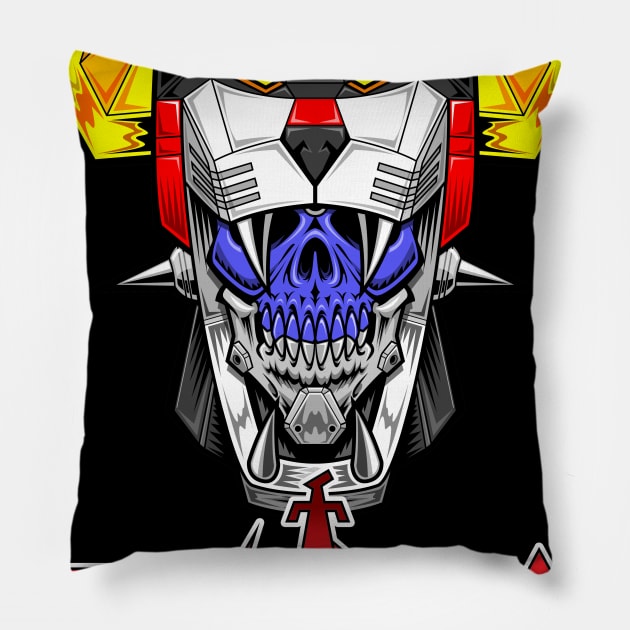 SkulliTron with RynoArts logo Pillow by RynoArts