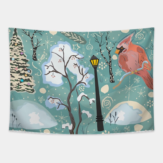 Cardinal Tapestry by Kristina Stellar Scandinavian Land