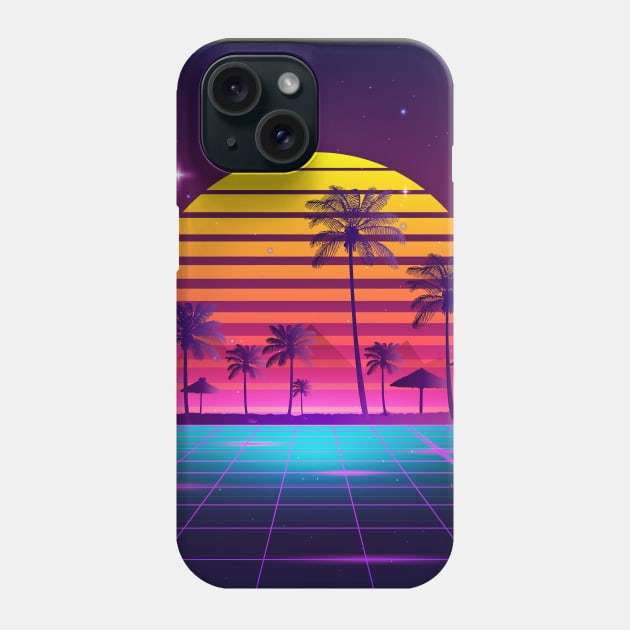 80s sunset synthwave Phone Case by edmproject