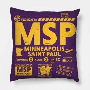 Vintage Minneapolis Saint Paul MSP Airport Code Travel Day Retro Travel Tag Pillow