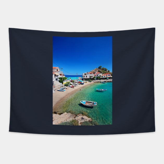 Kokkari town - Samos island Tapestry by Cretense72