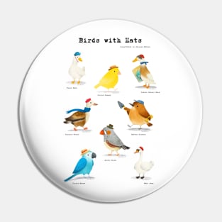 Birds with Hats - Text in Black Pin