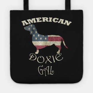 Dachshund Patriotic Quote American Doxie Gal USA Flag Wiener Gift Tote