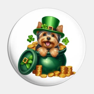 St Patricks Day Yorkshire Terrier Dog Pin