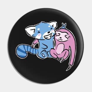 Blue Red Panda and Pink Sloth are Best Friends Pin