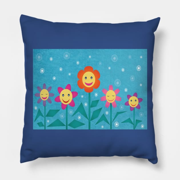 Happy flowers Pillow by aanygraphic