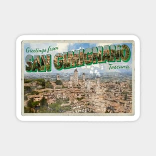 Greetings from San Gimignano Vintage style retro souvenir Magnet