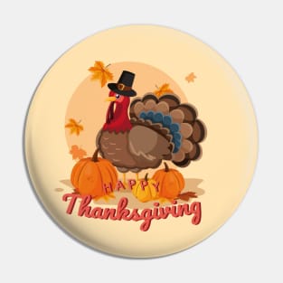 happy thanksgiving pilgrim turkey Pin