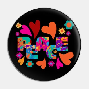 Hippie Peace colorful summer design Pin