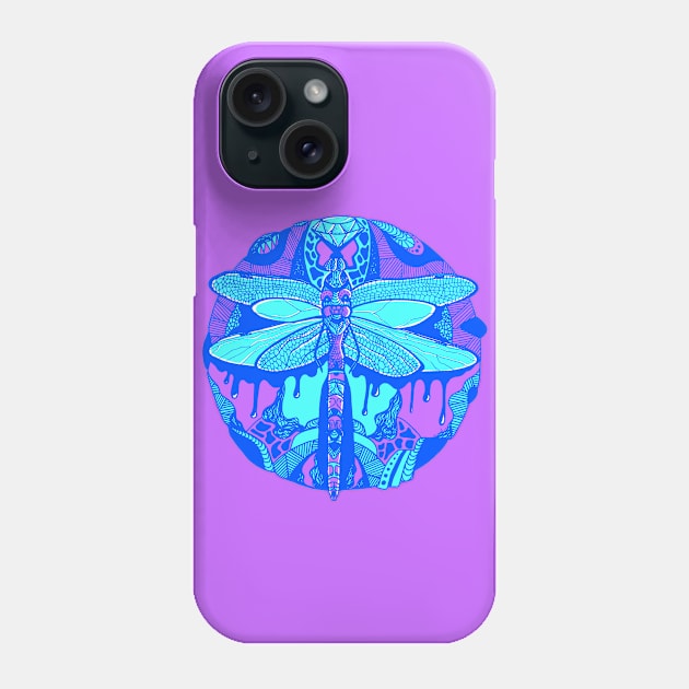 Blue Circle of the Dragonfly Phone Case by kenallouis