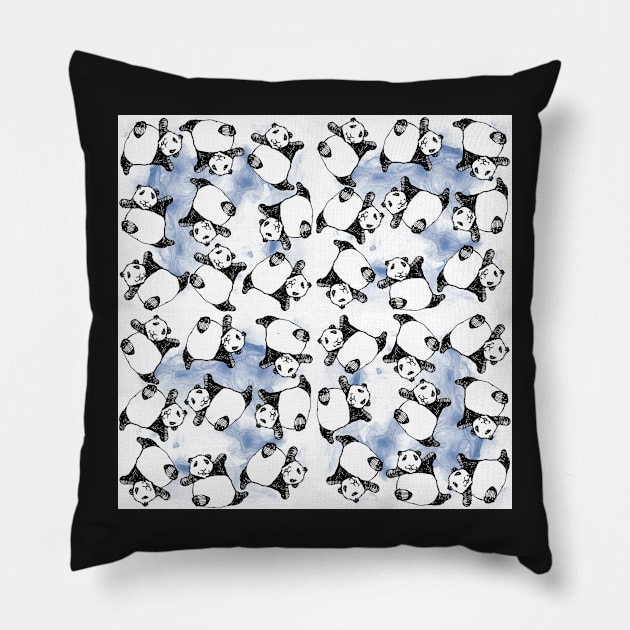 Tumbling Baby Pandas Pillow by PandaChronicle