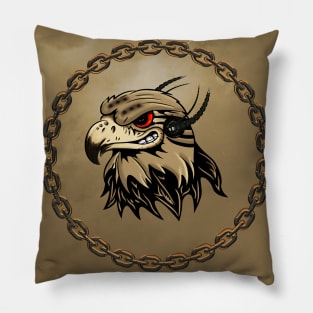 Funny angry steampunk eagle Pillow