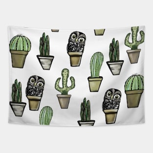 Cactus and owl Tapestry