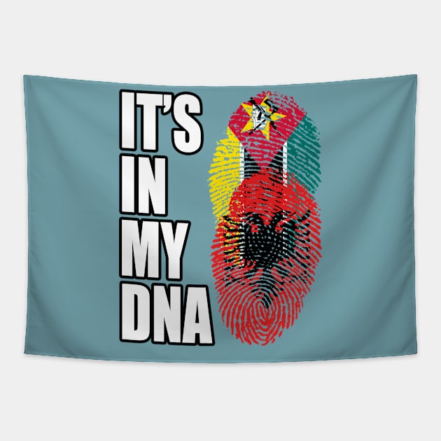 Albanian And Mozambican Mix DNA Flag Heritage Tapestry by Just Rep It!!