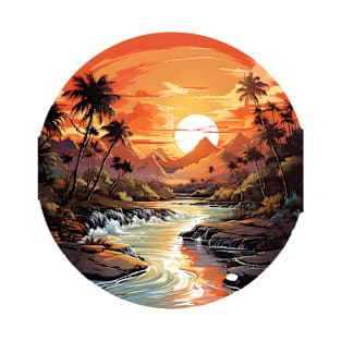 sunset with palm trees T-Shirt