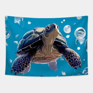 Sea turtle and bubbles, eat my bubbles Tapestry