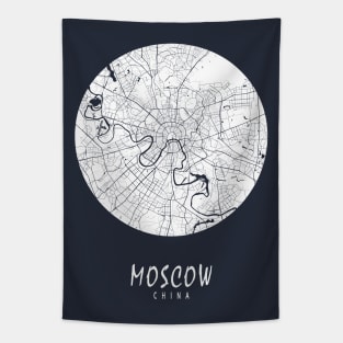 Moscow, Russia City Map - Full Moon Tapestry