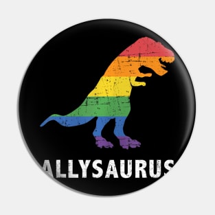 Allysaurus dinosaur in flag for ally LGBT pride Pin