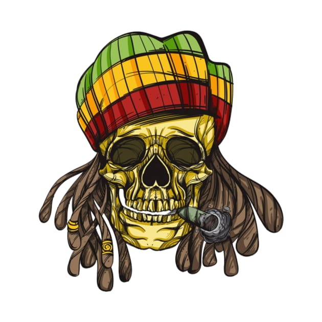 Skull Dreadlocks Cigarette Rastaman And Beret by I'll do the best tees