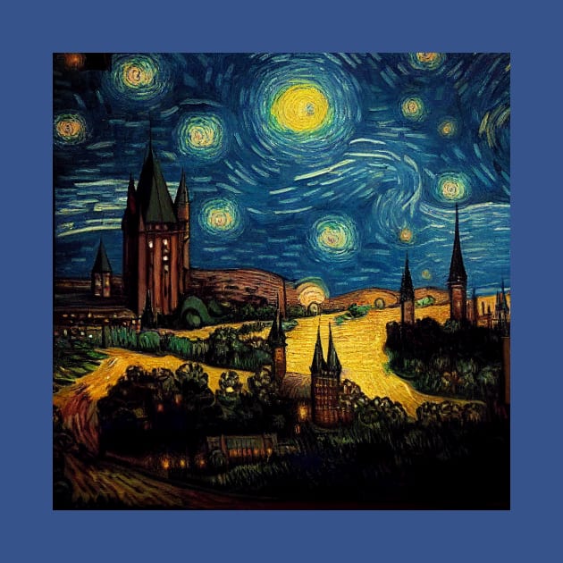 Starry Night Wizarding School Van Gogh by Grassroots Green